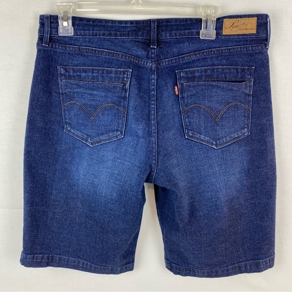 Levi's San Francisco Blue Denim Demi Curve Classic Bermuda Women Shorts S14/32 - Picture 2 of 10